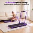thumbnail image 4 of Walking Pad Treadmill with Handle Bar & 6% Adjustable Incline, Foldable Portable Treadmills for Home Office, Quiet Under Desk Treadmill, Purple, 4 of 10