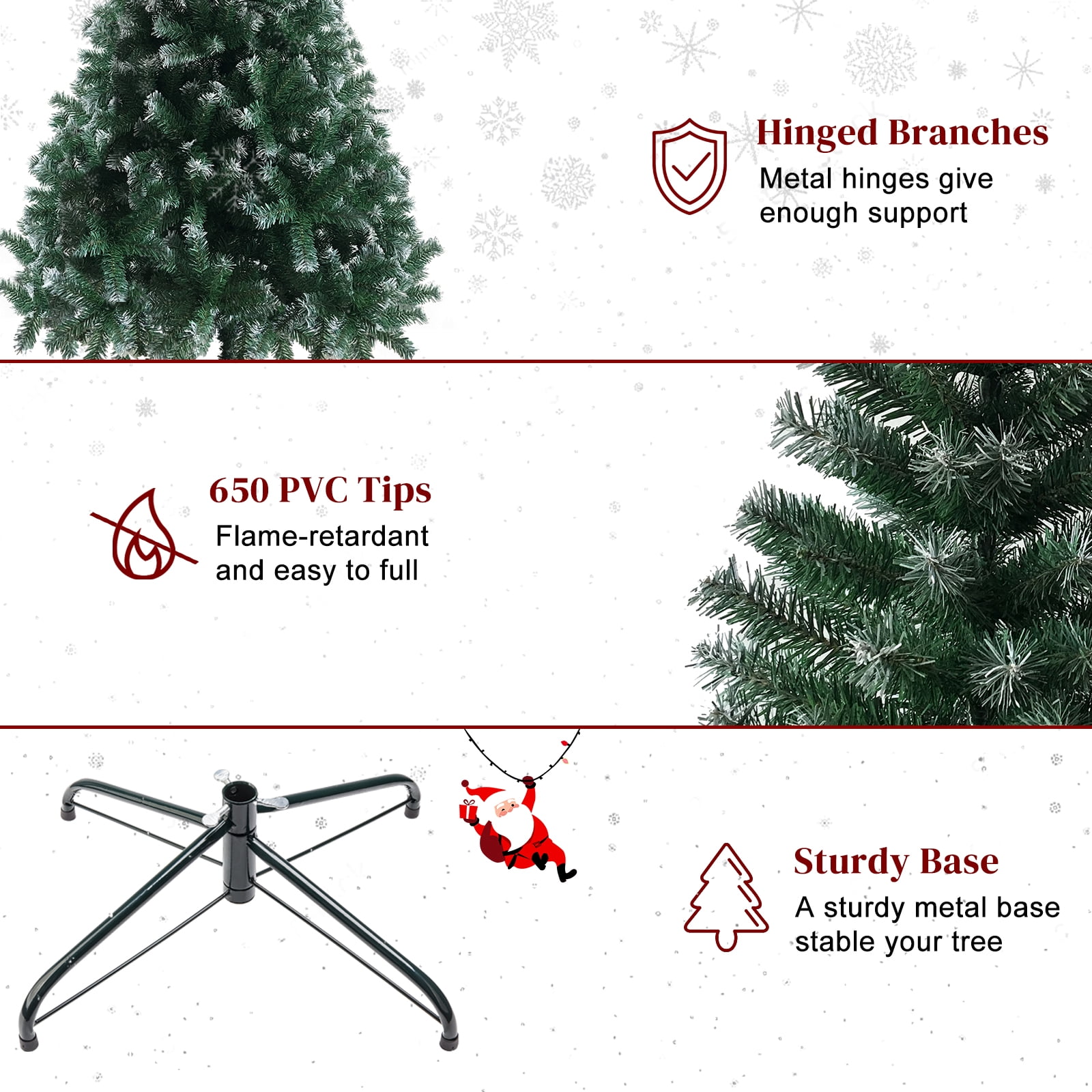 6 ft Christmas Tree with 812 Branches, Light Green and White, Iron and PVC