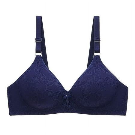 Ndbuld Bras for Women Plus Size Womens Gathering Bra Seamless Thin Underwear Daily Bra Deals Up to 50% off Blue 44