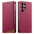 thumbnail image 1 of Funda Tipo Cartera de Cuero Sintético para Samsung Galaxy S22 Ultra Bloqueo RFID, con Ranuras para Tarjetas y Bolsillo para Efectivo, Cierre Magnético Fuerte Rojo, 1 of 6