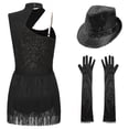 thumbnail image 2 of TiaoBug Women Sparkly Sequin Latin Jazz Dance Outfit Sleeveless Leotard Ballroom Dance Dress Black L, 2 of 6