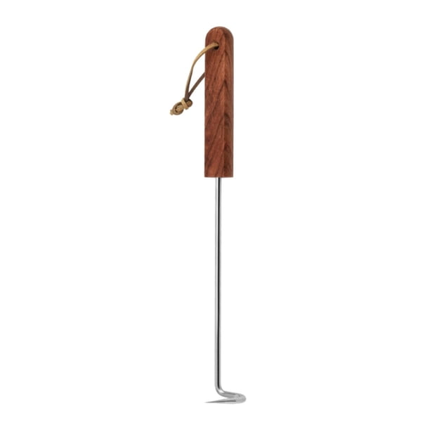Comida para barbacoa, gancho para voltear carne con mango de madera y cola de acero inoxidable para filetes de cumpleaños 318 cm x 37 cm