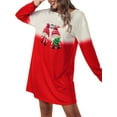 thumbnail image 3 of hirigin Christmas Dresses for Women Ugly Christmas Print Long Sleeve Crewneck Mini Dress Flowy Swing A-Line Tunic Party Dress (red Golden, M), 3 of 9