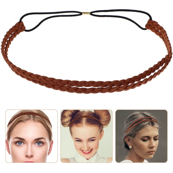 Luxshiny Double Layer Brown Braid Ponytail Hairband Fashion Handmade Hair Accessory Decor