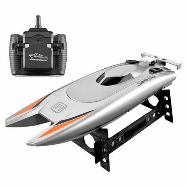 Shengyu 2.4G Radio Remote Control Boat High Speed Rowing 7.4V 650mAH Dry Battery Dual Motor Rc Boat Toys Kids Birthday Gift Silver Grey