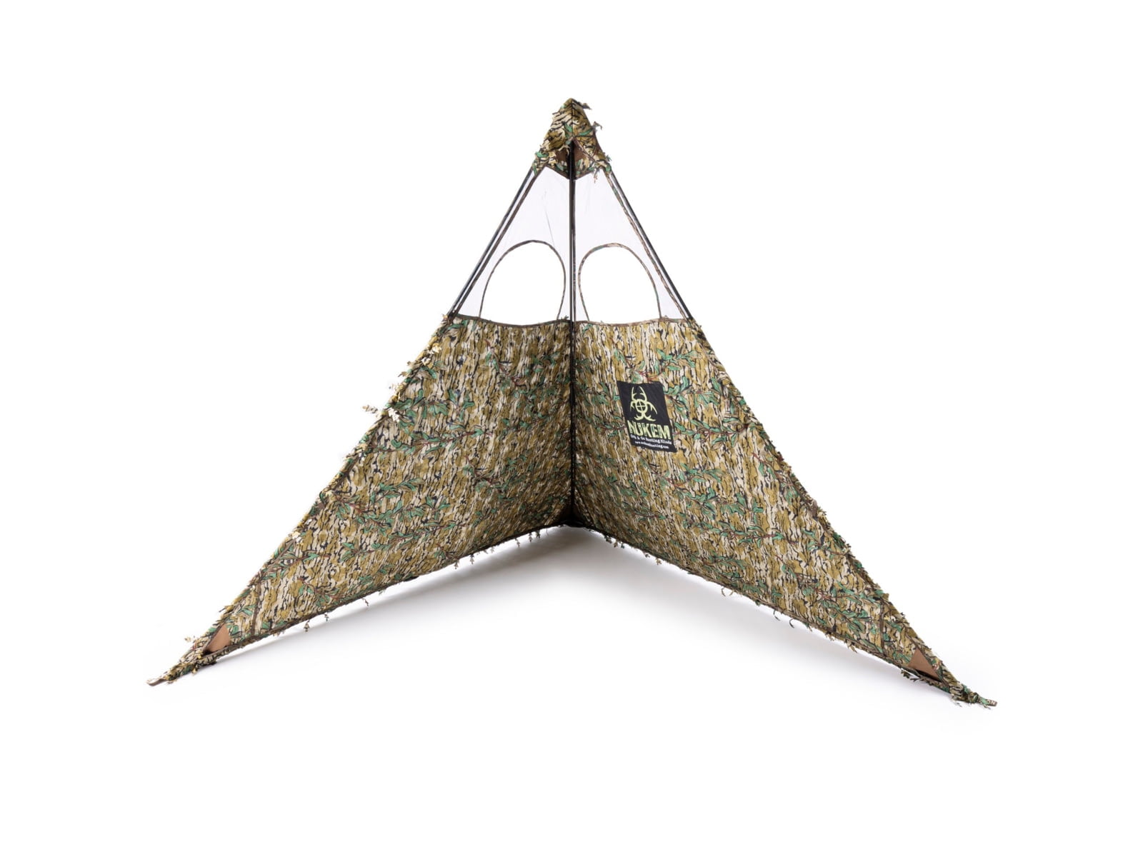 Nukem Grab & Go Hunting Ground Blind - Mossy Oak Green Leaf 3D Leafy - Lightweight Stake-Free Pop up Turkey & Deer Blind (X-Large)