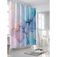 thumbnail image 3 of Turquoise Abstract Marble Texture Shower Curtain, Modern Pink Gradient Bathroom Decor Curtains Set with Hooks, Waterproof Fabric Home Accessories， Stall 36 X 78 Inch, 3 of 6