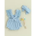 thumbnail image 4 of Hirigin Newborn Baby Girl Lace Romper 3 6 12 18 Months Sleeveless Ruffle Bow Decorated Romper Jumpsuit Bodysuit with Headband, 4 of 8