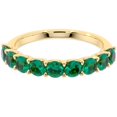 thumbnail image 3 of PEORA Solid 14K Yellow Gold 1 Carat Created Emerald 9-Stone Half Eternity Band for Women, Wedding Anniversary Stackable Ring, Size 5.5, 3 of 5