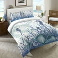 thumbnail image 2 of Laural Home  Aqua Sea Life Duvet Cover - Blue/White Queen Nautical & Coastal, Traditional, Victorian, 2 of 2