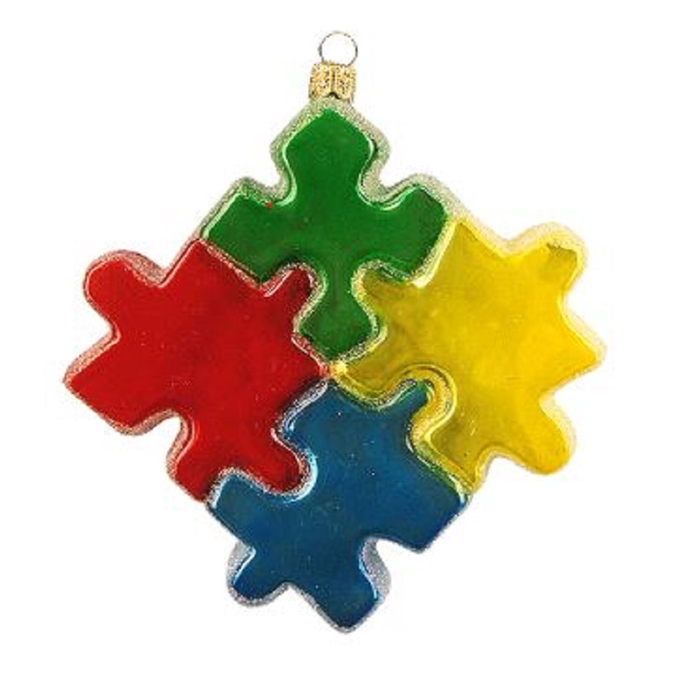 Jigsaw Puzzle Polish Glass Christmas Tree Ornament Toy Game Decoration
