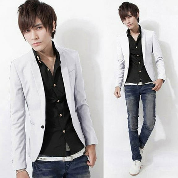 CENL Men Formal Business Work Button Blazer Jacket Casual Slim Fit Suit Coat Tops