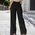 thumbnail image 2 of Wyobmus Women's Dress Pants Solid Color Versatile Straight Leg High Waist Baggy Suit Trousers Black, 2 of 6