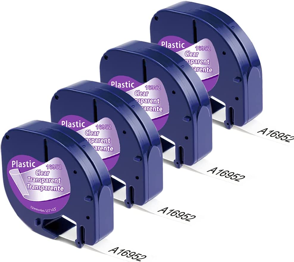 4Pack Compatible Clear Label Tape Replacement for DYMO Letratag Refills Clear Transparent Tape