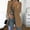 Brown, variant on Jacenvly 2024 Blazers for Women Lapels Long Sleeve Mid-Length Office Suit Blouse Pocket Solid Cardigan Coat Soft Comfort Fashion Refined Slimming Top