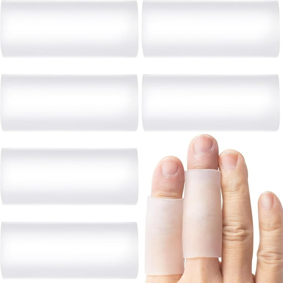 HUGFEGWE 6pcs Silicone Finger Sleeves, Gel Finger Cots, Finger Support Protectors, Finger Covers Finger Caps for Arthritis Cracking Trigger Finger Pain Relief CA919-164674