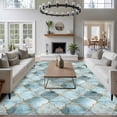 thumbnail image 3 of 8'x10' Area Rugs, Teal Morocco Indoor Outdoor Area Rug for Living Room Bedroom, Modern Abstract Art Contemporary Geometric Washable Bathroom Rugs Kitchen Floor Carpet Mats Home Decor Aesthetic, 3 of 8