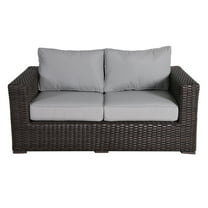 Love Seat - Outdoor Seating for 2 - Modern Design - Brown Frame & Tan Cushions - Easy Setup - 65"