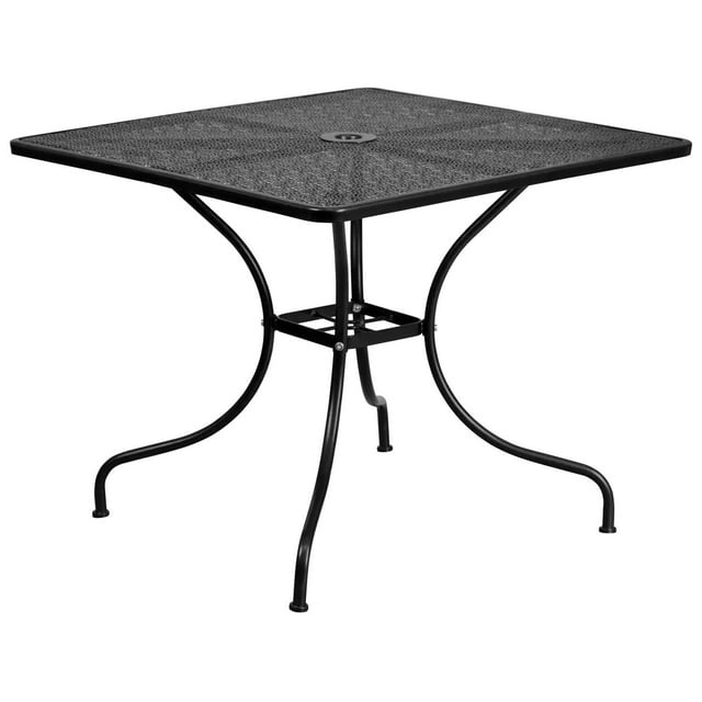 35.5'' Square Black Indoor-Outdoor Steel Patio Table