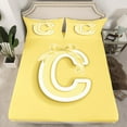 thumbnail image 2 of Erosebridal Yellow Bowknot Bed Sheets Set Full Size, Initial Letter C Bed Sheets Full, Cartoon Monogrammed Reversible Sheet Set Full, Breathable Bedroom Decorative, 4pcs, 2 of 7