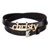Personalized Women's Sterling Silver or Gold over Silver Lowercase Name Leather Wrap Bracelet And Choker, 14.75"