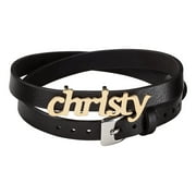 Personalized Women's Sterling Silver or Gold over Silver Lowercase Name Leather Wrap Bracelet And Choker, 14.75"