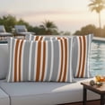 thumbnail image 6 of 2 Pack Outdoor Waterproof Throw Pillow Covers,Orange Grey Vertical Stripe Decorative Rectangle Patio Pillowcases for Chair Couch Sofa 20x12in, 6 of 9