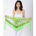 thumbnail image 2 of Belly Dance Hip Scarf with Tassels Sequins Triangle Coins Wrap Skirt Music Festival Clothing,Green, 2 of 2