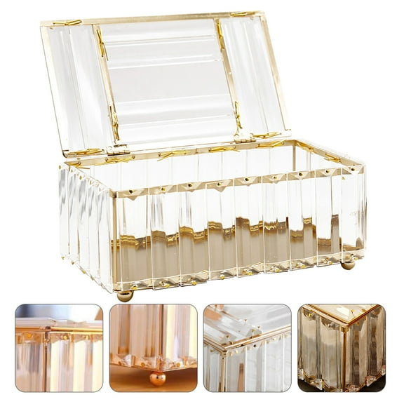 Hytrove 1Pcs Napkin Storage Box Golden Crystal Paper Towel Holder Businesses