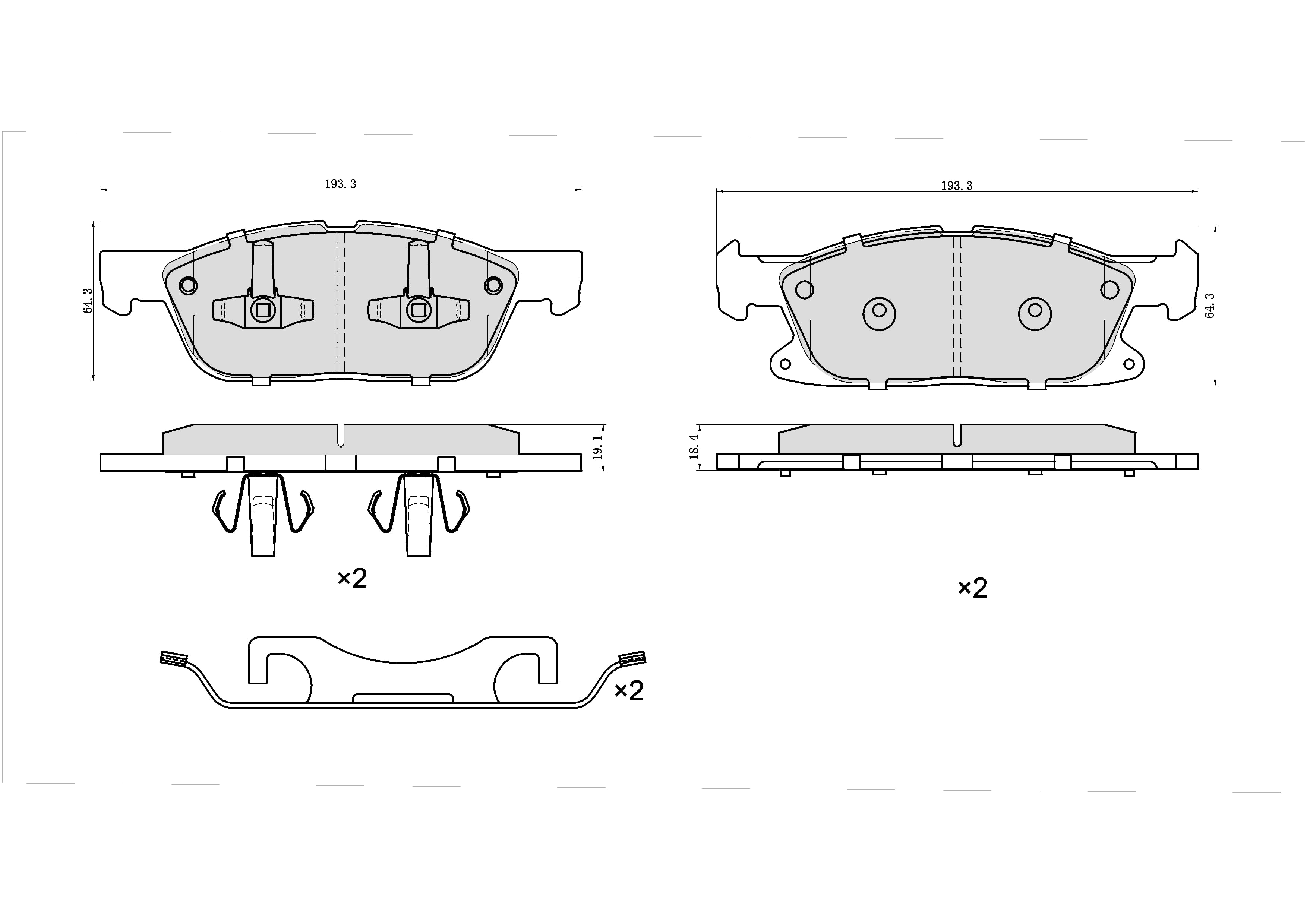 UltraHC 700 Brake Pad Set, Front HC7.1818.0.C, Ford Edge 2021-2015