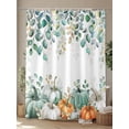thumbnail image 4 of Fsddascl Green Pumpkin Shower Curtain Set - Standard 72" x 72" Washable Bathtub Curtain with 12 Hooks, Thanksgiving Autumn Eucalyptus Orange Waterproof Fabric Stall Shower Curtains for Bathroom, 4 of 6