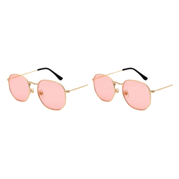 Sonducket Gafas de sol hexagonales con montura ligera, lentes polarizadas de moda, protección , unisex, cómodas, color dorado y rosa C10 oro rosa mar C10 2Conjunto