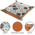 thumbnail image 3 of Women Girls Leather Square Dish Trinket Plate Jewelry Tray, Donuts Love Heart Pattern Flag Mothers Day Birthday Gift, 20.5x20.5cm, 3 of 6
