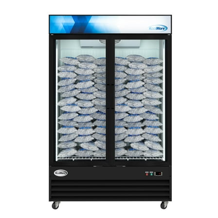 53 in. 42 cu. ft. Commercial Indoor Two Glass-Door Ice Merchandiser Freezer in Black (KM-IM53-2GD)