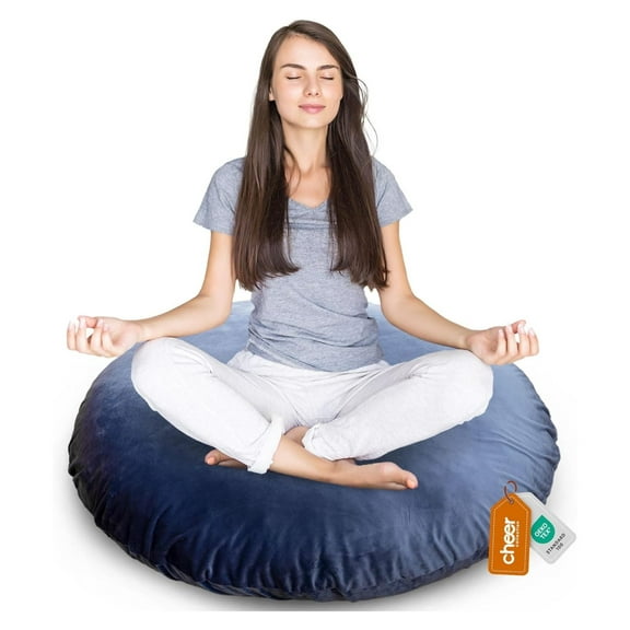 GpLuMy Extra Large Floor Pillow, 32 Inch Round Floor Cushion, Oversized Pillow Seats for Floor, Meditation Pillows & Cushions, Giant Yoga Floor Pillow for Adults- Navy Blue
