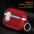 thumbnail image 5 of Dteck Case for Apple AirPods Pro 3rd Generation,Shockproof PU Leather with Lock Case Built-in Fold-out Phone Stand Cover with Carabiner Keychain for AirPods Pro 3 (2025), Red, 5 of 7