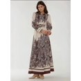 thumbnail image 6 of Printed Long Sleeve Maxi Dress with Belt, 6 of 7