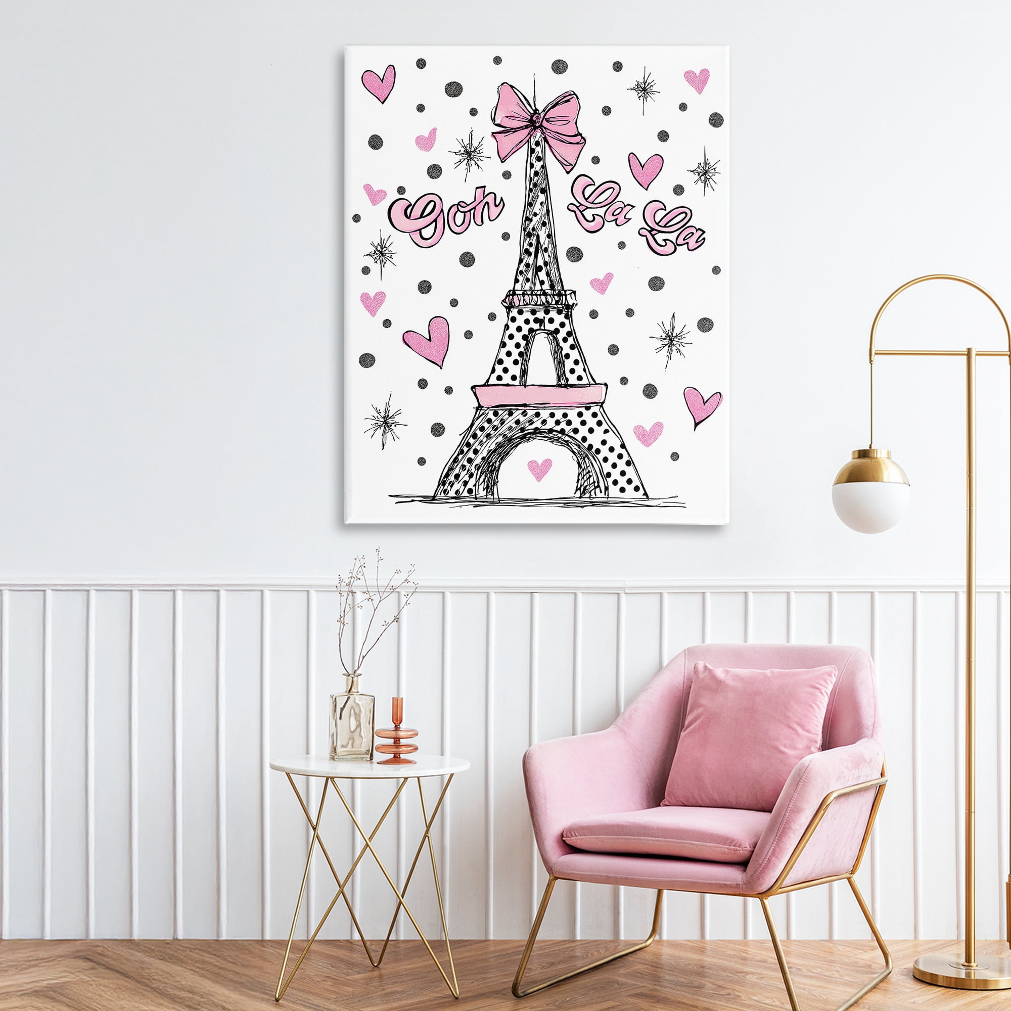 Stupell Industries Ooh La La Polka Dots Eiffel Canvas Wall Art, design by Jess Stempel