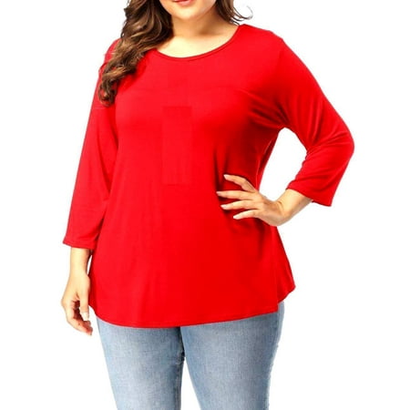 Women's Plus Size T-SHIRT Scoop Neck Bamboo Top Casual Soft Loose Fit 1X 2X 3X