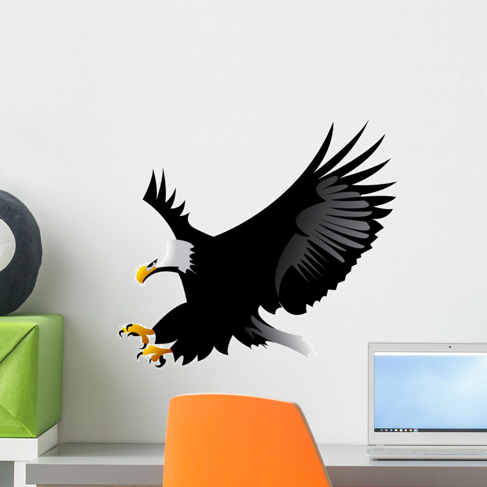 Soaring Bald Eagle American Flag Decal - 36x24 Inch Die Cut Vinyl Sticker, 3 Year Outdoor Warranty, Made In USA