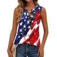 thumbnail image 4 of 250th Anniversary Shirts for Women Stars and Stripes Print Botton Down Scoop Neck Sleeveless Cami Tops Patriotic Soft Summer Daily Wear Tops,M,#01 Red, 4 of 5