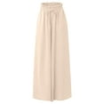 thumbnail image 6 of Women's Wide Leg Skirt Pants, High Waist Elastic Band, Casual Long Palazzo Trousers, Comfortable Fashion Bottoms for Women, Perfect for Office,Beige,M, 6 of 6