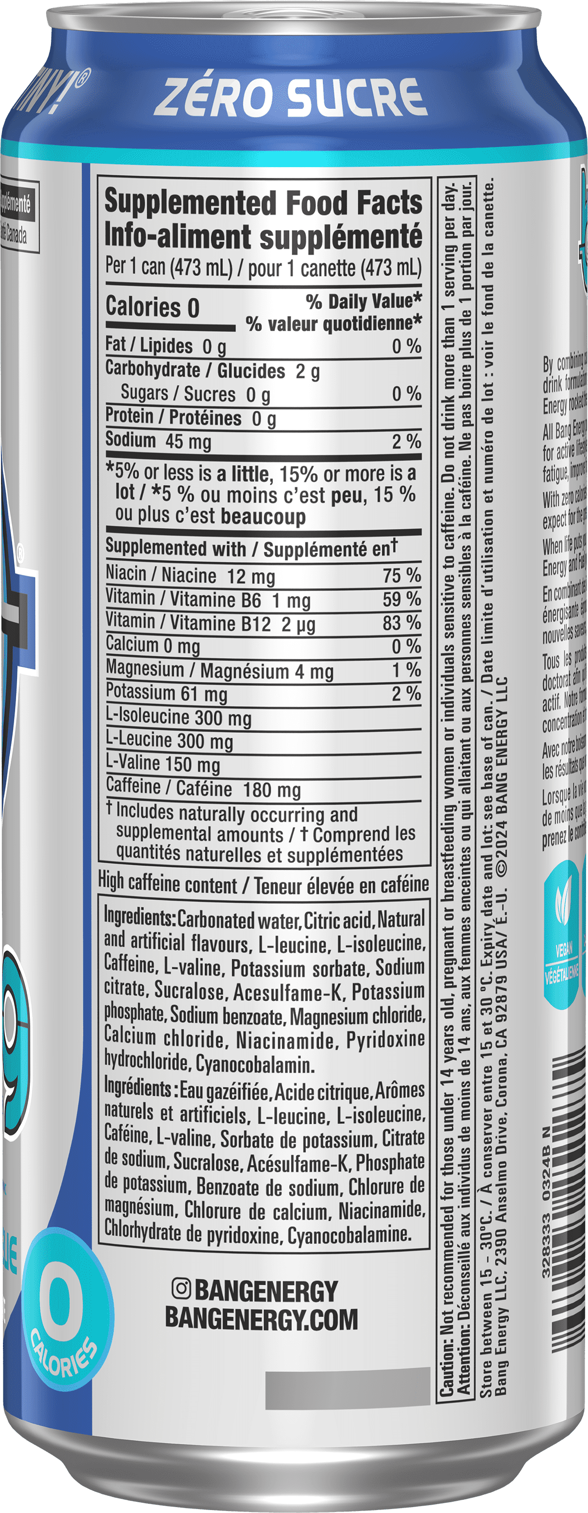 BANG ENERGY DRINK BLUE RAZZ