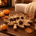 thumbnail image 2 of Fall Maple Leaf Wooden Divided Serving Tray, Thanksgiving Compartment Wood Platter, Snack Nut Dessert Holder, Kitchen Party Tabletop Decor, 2 of 7