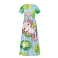 thumbnail image 6 of Uourmeti Cute Axolotl Frog Print Girls Maxi Summer Dress with Pocket Short Sleeve Spring Boho Long Sundress Casual School for Kids, Size 11-12 Years, 6 of 7