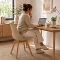 thumbnail image 3 of Silla de Comedor Moderna con Asiento Acolchado de Diseño Minimalista Tipo Eames Pedestal - Silla Ergonomica Acojinada con Estructura de Madera Ideal para Interior Beige, 3 of 5