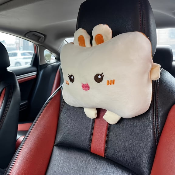 Cartoon Toast Car Headrest Pillow - Cute Neck Support for Car Interior, Soft Car Seat Pillow for Women - Auto Headrest Cushion for Driving, Travel