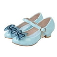 thumbnail image 2 of Splozh Little Girls Dress Shoes Princess Big Little Girl High Heel Mary Jane Glitter Shoes in Wedding Party Shoes with Bowknot (Toddler/Little Kid/Big Kids),Blue 11.5, 2 of 6