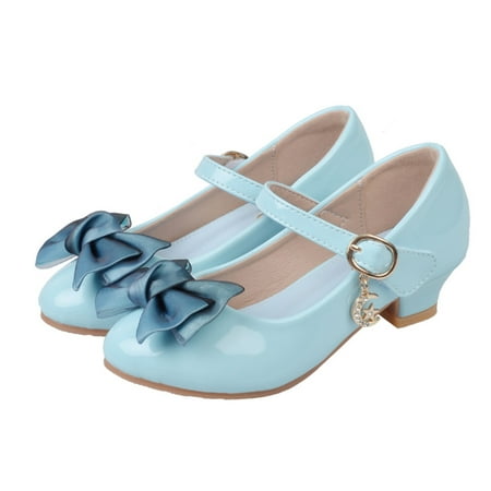

eczipvz Toddler Shoes Children Shoes with Single Shoes Fashion Leather Shoes Versatile Bow Small Leather Shoes Shoes for School for Girls (Blue 1.5 Big Kids)