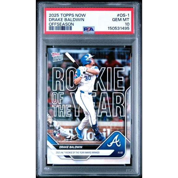 Graded 2025 Topps Now Drake Baldwin #OS1 Offseason Rookie RC Baseball Card PSA 10 Gem Mint